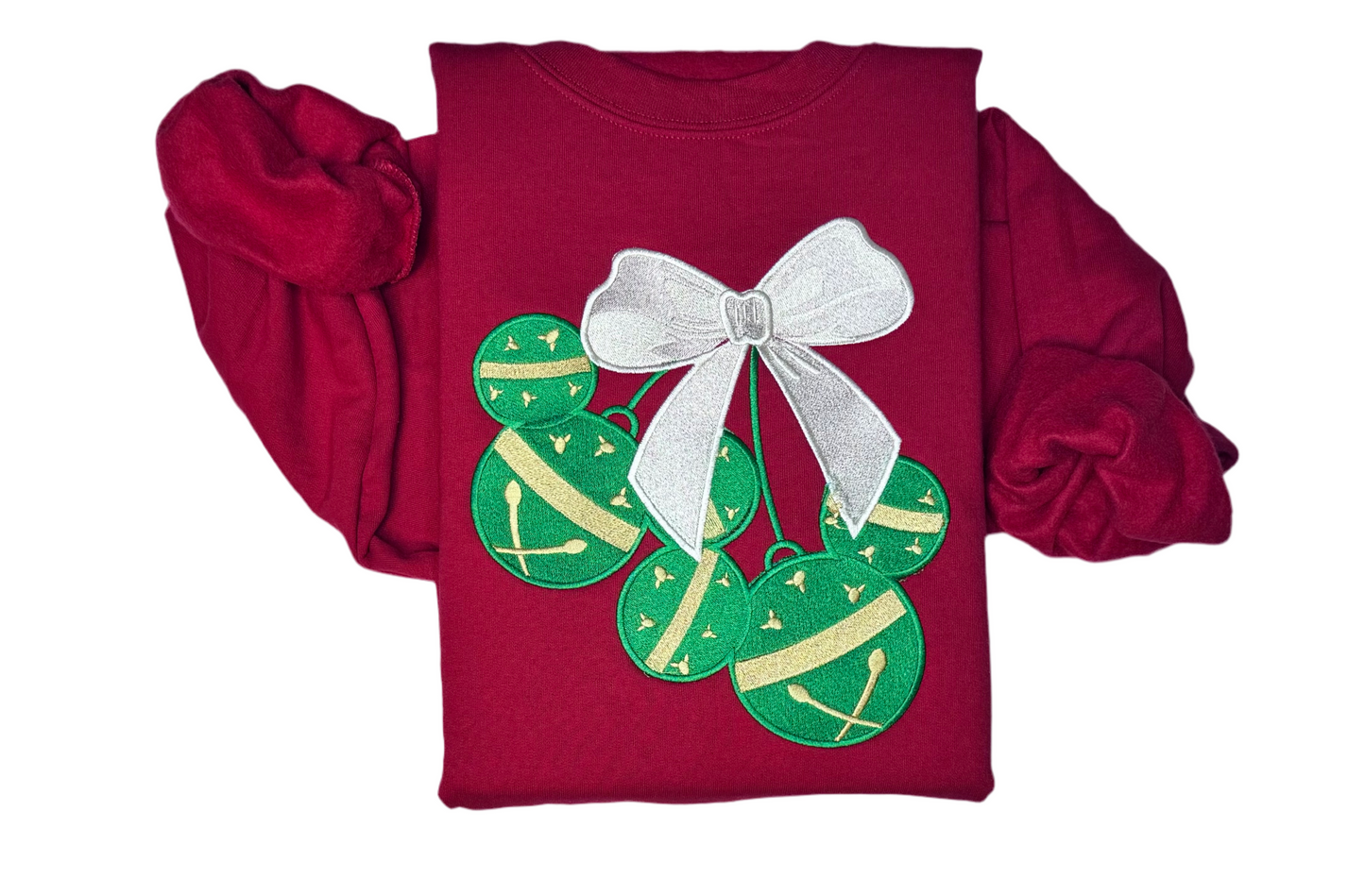 Embroidered Mickey Inspired Christmas Ornament Sweatshirt
