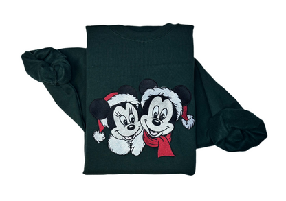 Embroidered Mickey & Minnie Inspired Christmas Couple Sweatshirt