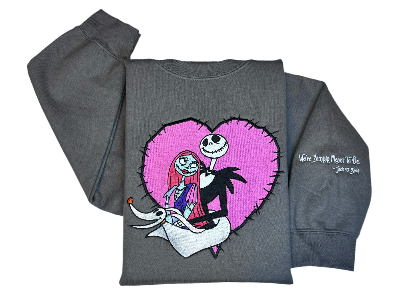 Embroidered Jack and Sally Nightmare Before Christmas Inspired Sweatshirt