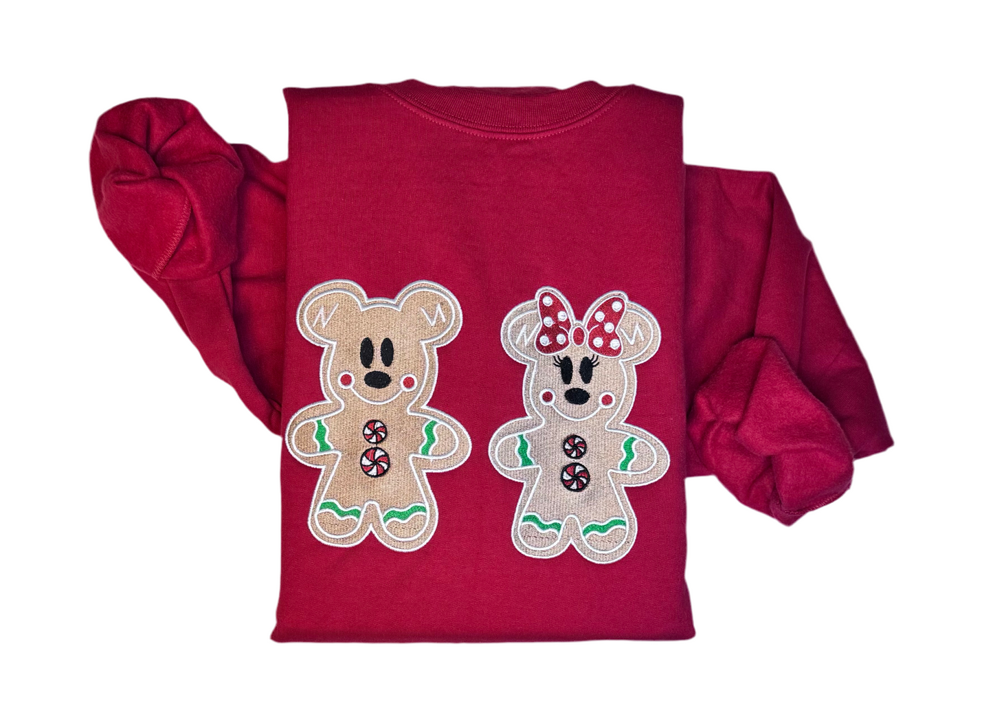 Embroidered Mickey and Minnie Gingerbread Disney Inspired Sweatshirt