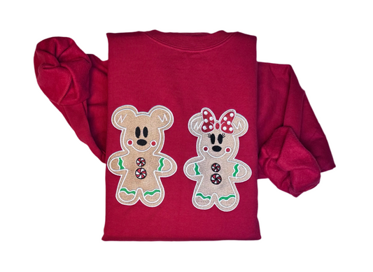 Embroidered Mickey and Minnie Gingerbread Disney Inspired Sweatshirt