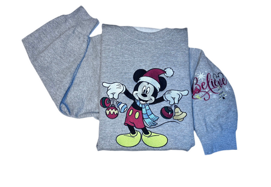Embroidered Mickey Ornament Inspired Christmas Sweatshirt