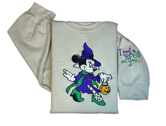 Embroidered Minnie Hocus Pocus Witch Inspired Sweatshirt